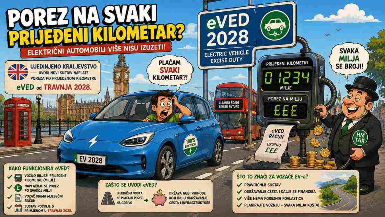 Vlasnici električnog automobila plaćat će pri registraciji automobila novčanu naknadu po prijeđenom kilometru, jer EV ne plaća porez na gorivo