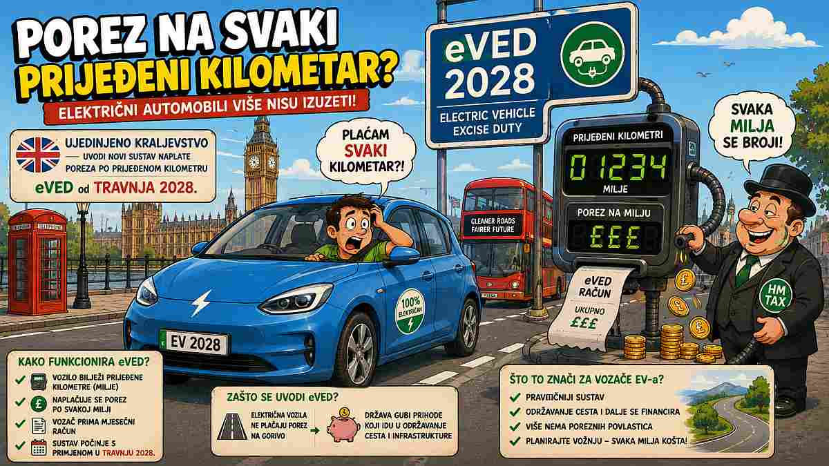 Vlasnici električnog automobila plaćat će pri registraciji automobila novčanu naknadu po prijeđenom kilometru, jer EV ne plaća porez na gorivo