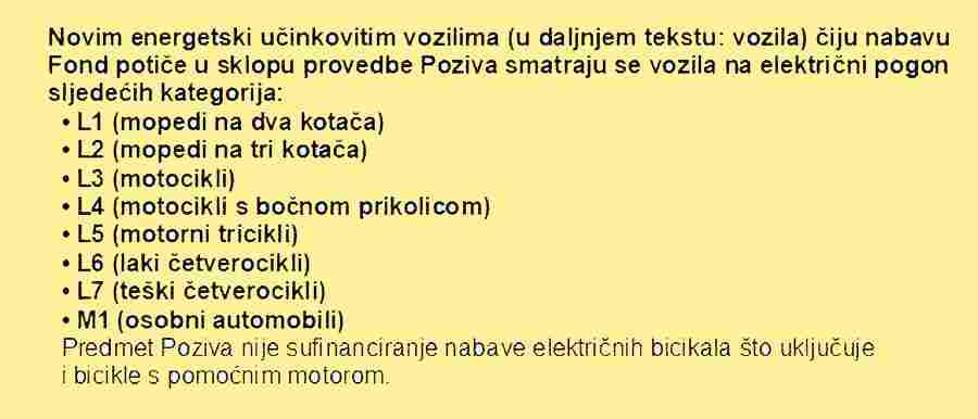 Javni poziv za sufinanciranje energetski učinkovitih vozila